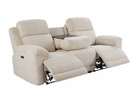 Elektrische 3-zits relaxbank met beige heide stoffen plank - afbeelding 1 van  9