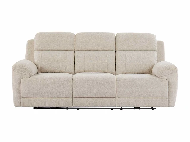 Elektrische 3-zits relaxbank met beige heide stoffen plank - afbeelding 3 van  9
