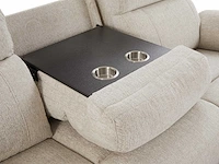 Elektrische 3-zits relaxbank met beige heide stoffen plank - afbeelding 6 van  9