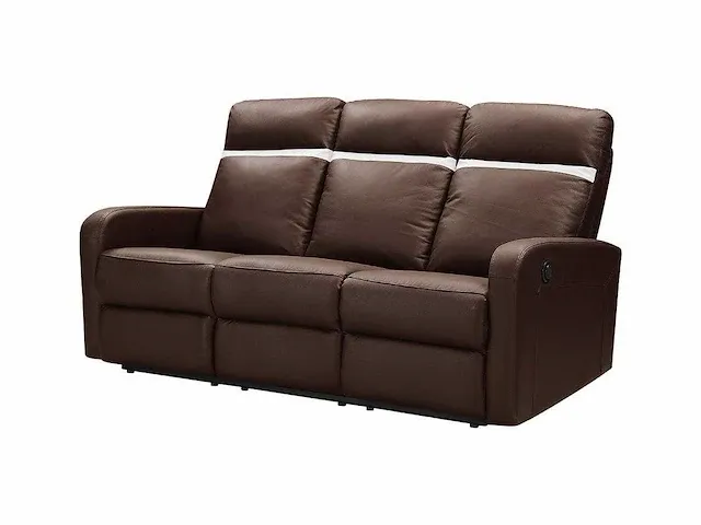 Elektrische 3-zits relaxfauteuil lederen bank - chocolate - afbeelding 1 van  5