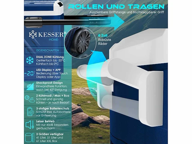 Elektrische compressorkoeler - 41l campingvriezer met touch led - afbeelding 2 van  4