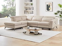 Elektrische fauteuil linker hoekbank in crèmekleurig leer - afbeelding 1 van  9