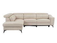 Elektrische fauteuil linker hoekbank in crèmekleurig leer - afbeelding 3 van  9