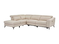 Elektrische fauteuil linker hoekbank in crèmekleurig leer - afbeelding 4 van  9