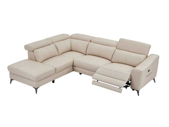 Elektrische fauteuil linker hoekbank in crèmekleurig leer - afbeelding 5 van  9