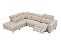 Elektrische fauteuil linker hoekbank in crèmekleurig leer - afbeelding 5 van  9