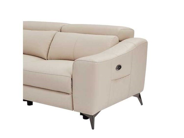 Elektrische fauteuil linker hoekbank in crèmekleurig leer - afbeelding 6 van  9