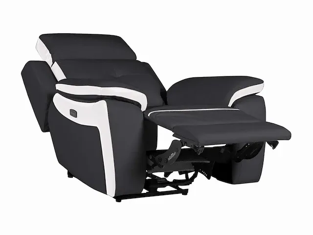 Elektrische lederen relaxfauteuil - noir/wit - afbeelding 5 van  6