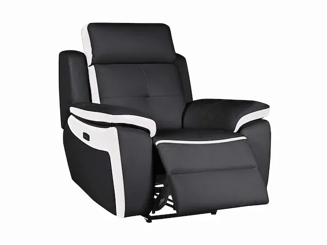 Elektrische lederen relaxfauteuil - noir/wit - afbeelding 4 van  6