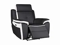 Elektrische lederen relaxfauteuil - noir/wit - afbeelding 4 van  6