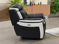 Elektrische lederen relaxfauteuil - noir/wit - afbeelding 1 van  6