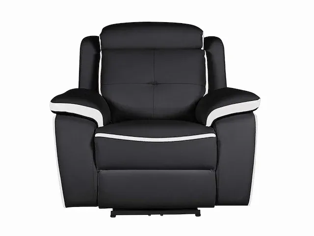 Elektrische lederen relaxfauteuil - noir/wit - afbeelding 2 van  6