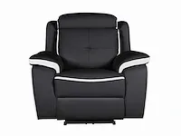 Elektrische lederen relaxfauteuil - noir/wit - afbeelding 2 van  6