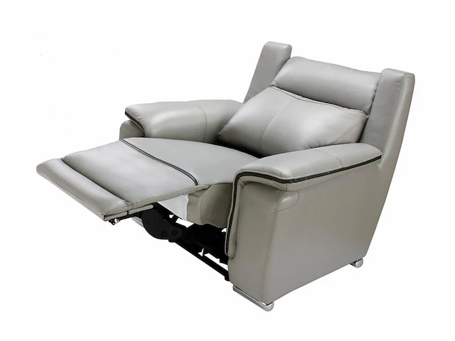 Elektrische lederen relaxstoel - grijs - afbeelding 5 van  7