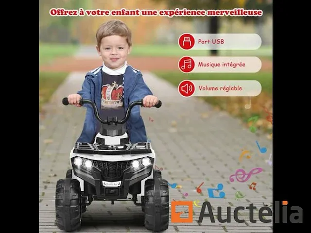 Elektrische quad voor kinderen 3 km/h koplampen muziek mp3 usb - afbeelding 2 van  5