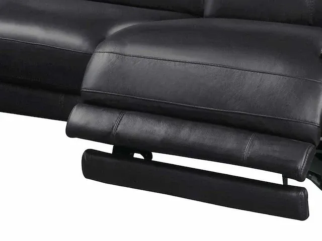 Elektrische relax lederen hoekbank - zwart - recht - afbeelding 2 van  8