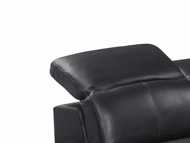 Elektrische relax lederen hoekbank - zwart - recht - afbeelding 3 van  8