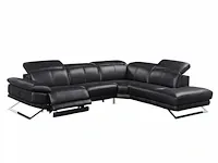 Elektrische relax lederen hoekbank - zwart - recht - afbeelding 4 van  8