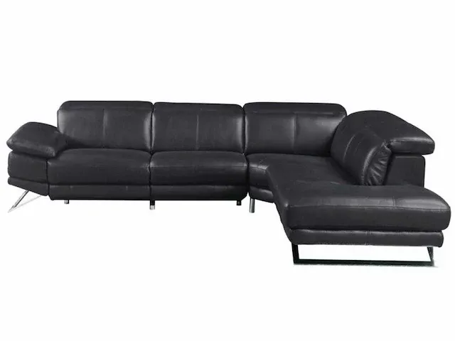Elektrische relax lederen hoekbank - zwart - recht - afbeelding 5 van  8