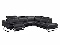 Elektrische relax lederen hoekbank - zwart - recht - afbeelding 6 van  8