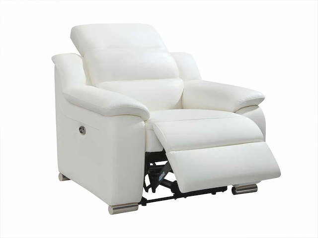 Elektrische relaxfauteuil - wit leer - afbeelding 2 van  5