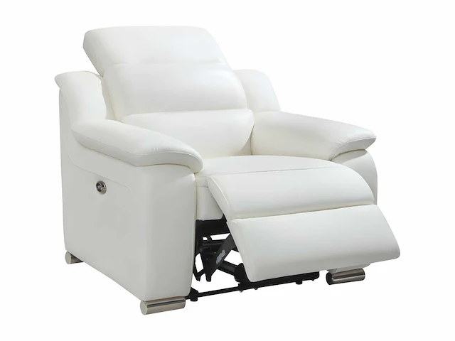 Elektrische relaxfauteuil - wit leer - afbeelding 3 van  5