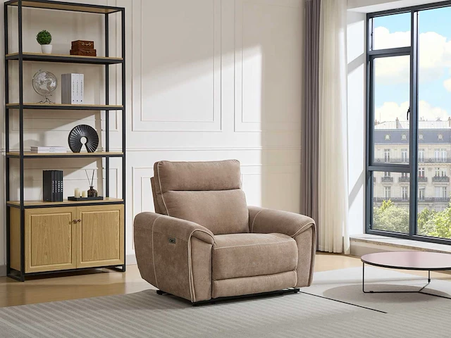 Elektrische relaxfauteuil in taupe stof - afbeelding 5 van  12