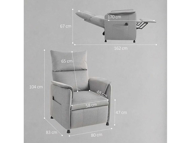 Elektrische relaxfauteuil met geheugenfunctie, uitschuifbare voetsteun, afstandsbediening, grijs - afbeelding 4 van  6