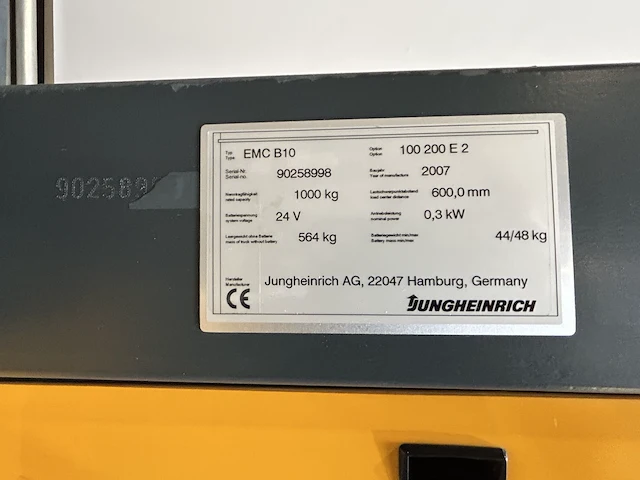 Elektrische stapelaar jungheinrich emc b10 - bj 2007 - afbeelding 1 van  5