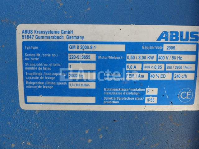 Elektrische takel abus gm 8 2000 8-1 - afbeelding 3 van  14