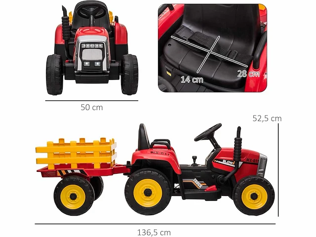 Elektrische tractor met aanhanger, zittractor - afbeelding 3 van  3