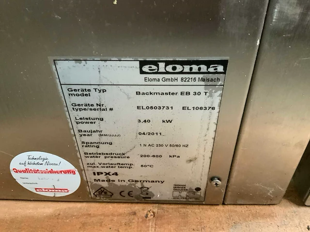 Eloma backmaster eb 30 t bakoven - afbeelding 5 van  5