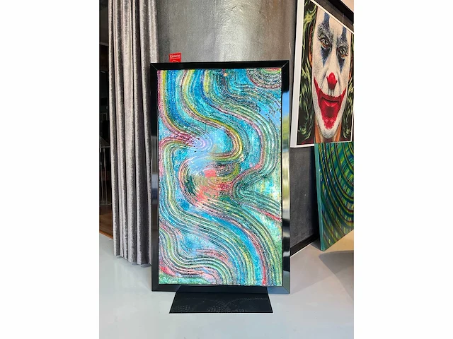 Elvira lopez - hand made - 1/1 kunstwerk - "colors wave" n1 - 140x90cm - ingelijst - uitzonderlijk . - afbeelding 1 van  7