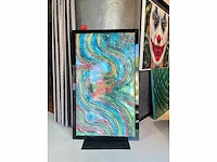 Elvira lopez - hand made - 1/1 kunstwerk - "colors wave" n1 - 140x90cm - ingelijst - uitzonderlijk . - afbeelding 1 van  7