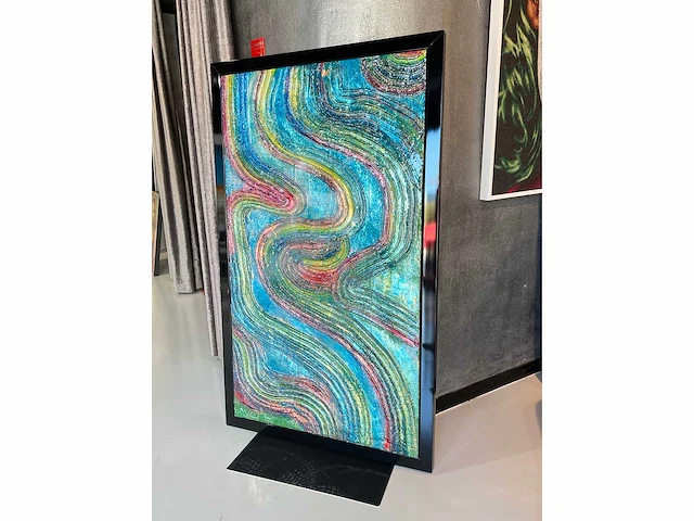 Elvira lopez - hand made - 1/1 kunstwerk - "colors wave" n1 - 140x90cm - ingelijst - uitzonderlijk . - afbeelding 2 van  7