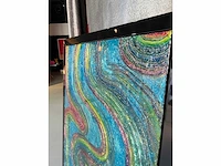 Elvira lopez - hand made - 1/1 kunstwerk - "colors wave" n1 - 140x90cm - ingelijst - uitzonderlijk . - afbeelding 3 van  7
