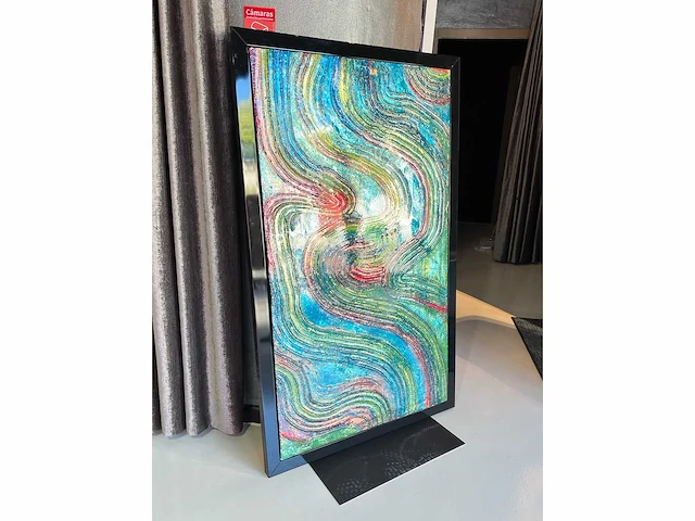Elvira lopez - hand made - 1/1 kunstwerk - "colors wave" n1 - 140x90cm - ingelijst - uitzonderlijk . - afbeelding 4 van  7