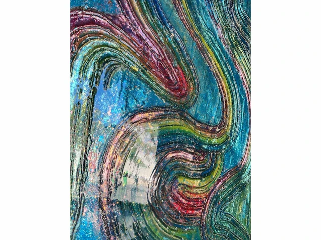 Elvira lopez - hand made - 1/1 kunstwerk - "colors wave" n1 - 140x90cm - ingelijst - uitzonderlijk . - afbeelding 5 van  7