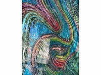 Elvira lopez - hand made - 1/1 kunstwerk - "colors wave" n1 - 140x90cm - ingelijst - uitzonderlijk . - afbeelding 5 van  7