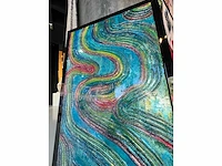 Elvira lopez - hand made - 1/1 kunstwerk - "colors wave" n1 - 140x90cm - ingelijst - uitzonderlijk . - afbeelding 7 van  7