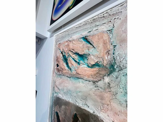 Elvira lopez - hand made - 1/1 kunstwerk - "diamonds on the rock" - 150 cmx85cm - ingelijst - uitzonderlijk - afbeelding 1 van  7