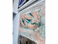 Elvira lopez - hand made - 1/1 kunstwerk - "diamonds on the rock" - 150 cmx85cm - ingelijst - uitzonderlijk
