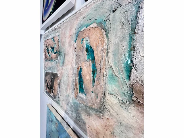 Elvira lopez - hand made - 1/1 kunstwerk - "diamonds on the rock" - 150 cmx85cm - ingelijst - uitzonderlijk - afbeelding 3 van  7