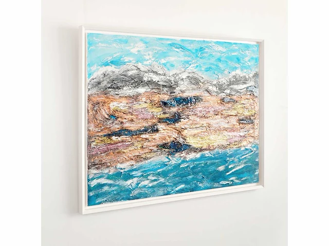 Elvira lopez - hand made - 1/1 kunstwerk - "mountain & see n°1" - 130 cmx90cm - ingelijst - uitzonderlijk - afbeelding 4 van  4