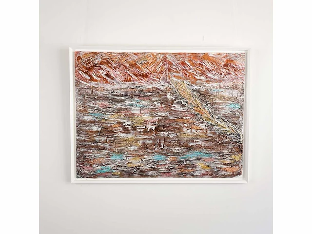 Elvira lopez - hand made - 1/1 kunstwerk - "mountain & see n°3" - 130 cmx90cm - ingelijst - uitzonderlijk - afbeelding 1 van  5