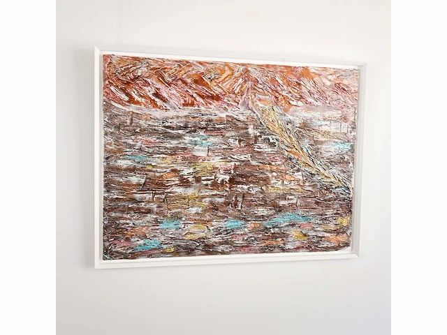 Elvira lopez - hand made - 1/1 kunstwerk - "mountain & see n°3" - 130 cmx90cm - ingelijst - uitzonderlijk - afbeelding 2 van  5