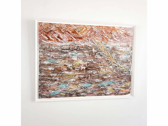 Elvira lopez - hand made - 1/1 kunstwerk - "mountain & see n°3" - 130 cmx90cm - ingelijst - uitzonderlijk - afbeelding 3 van  5