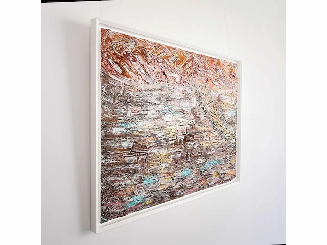 Elvira lopez - hand made - 1/1 kunstwerk - "mountain & see n°3" - 130 cmx90cm - ingelijst - uitzonderlijk - afbeelding 5 van  5