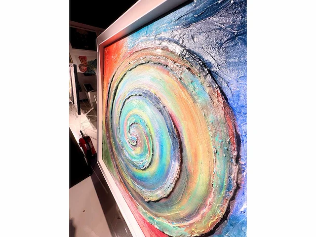 Elvira lopez - hand made - 1/1 kunstwerk!- "circle of life n°1" - 100x100 cm - ingelijst - uitzonderlijk - afbeelding 2 van  11
