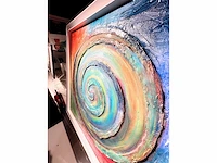 Elvira lopez - hand made - 1/1 kunstwerk!- "circle of life n°1" - 100x100 cm - ingelijst - uitzonderlijk - afbeelding 2 van  11